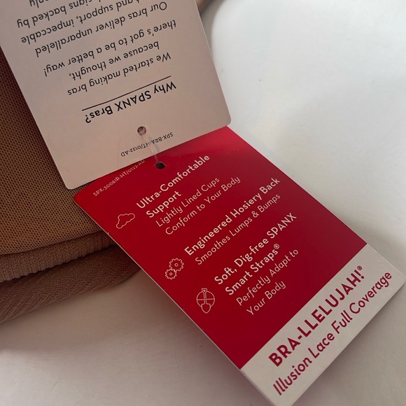 NEW Spanx BRA-LLELUJAH Illusion Lace Full Coverage Bra Café Vintage Rose Sz 34D - Foto 2